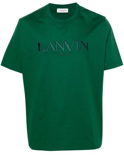 Lanvin Logo-Embroidered Cotton T-Shirt - Green