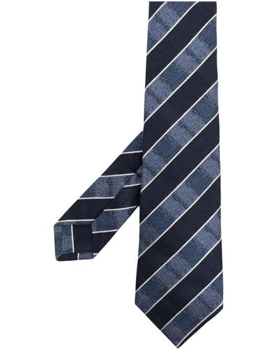 Kiton Diagonal Stripe Silk-blend Tie - Blue