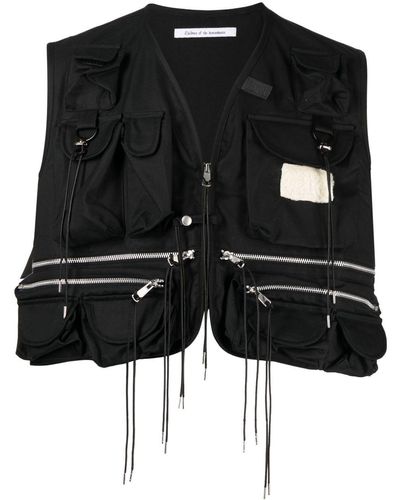 Children of the discordance Cropped Utility Gilet - Black