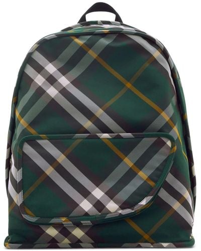 Burberry Shield Chequered Woven Backpack - Green