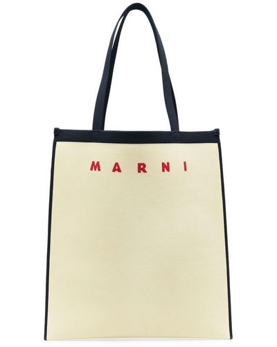 Marni Logo Embroidery Tote Bag - Natural