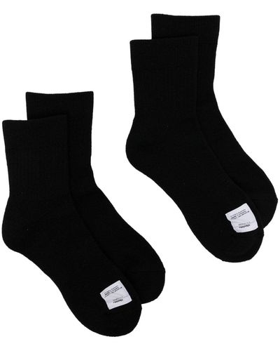 Visvim Two-Pack Logo-Patch Socks - Black