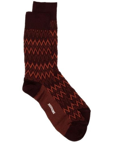 Missoni Zigzag-woven Cotton Socks - Red