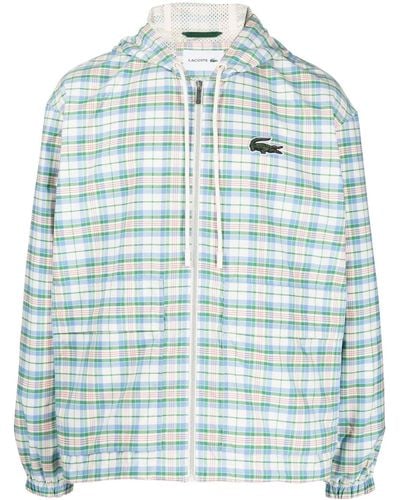 Lacoste Plaid Hooded Track Jacket - Green