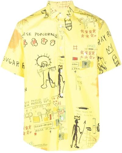 Junya Watanabe Illustration-print Cotton Shirt - Yellow