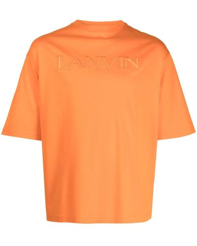 Lanvin Logo-embroidered Cotton T-shirt - Orange