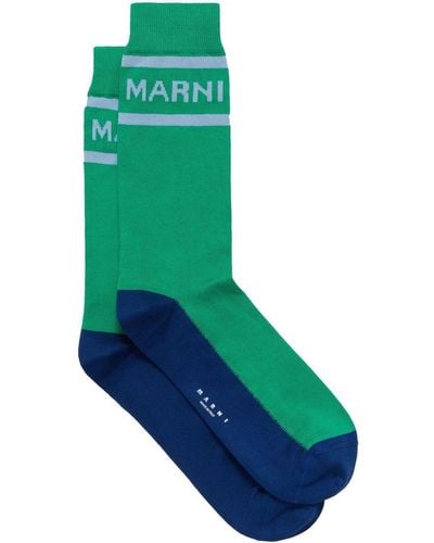 Marni Intarsia-knit Logo Ankle Socks - Green