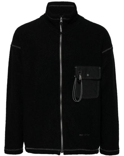 and wander Logo-embroidered Fleece Jacket - Black