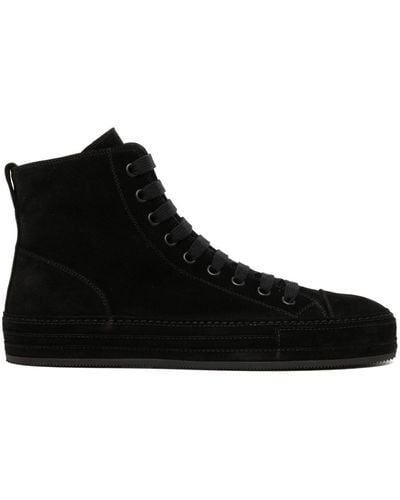 Ann Demeulemeester Raven Panelled Suede Trainers - Black
