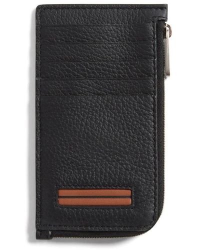 Zegna Stripe-Embellished Leather Wallet - Black