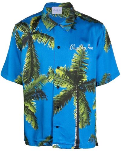 BLUE SKY INN Palm Tree-print Shirt - Blue