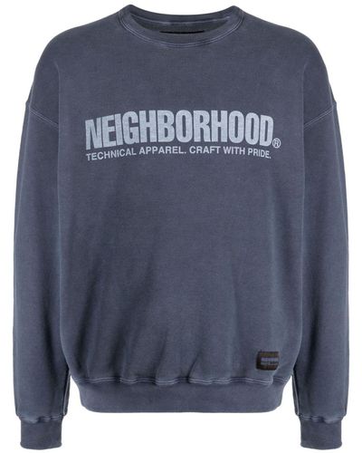 Neighborhood Logo-print Cotton Sweatshirt - Blue