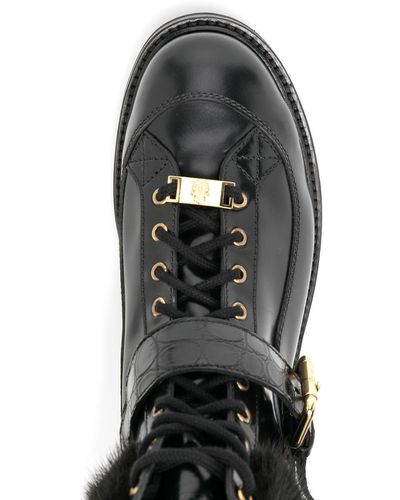 Billionaire Faux-fur Trim Ankle Boots - Black