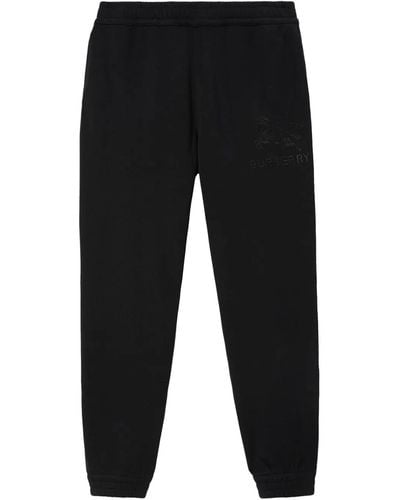 Burberry Ekd-embroidery Cotton Track Pants - Black