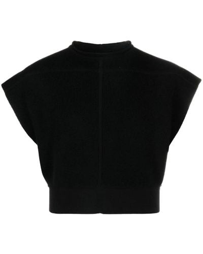 Rick Owens Cropped Fine-knit Top - Black