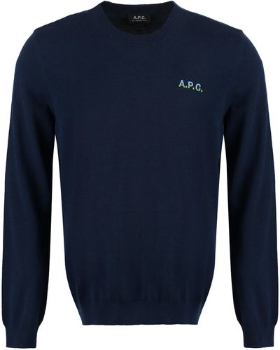 A.P.C. Alols Cotton Crew-neck Sweater - Blue