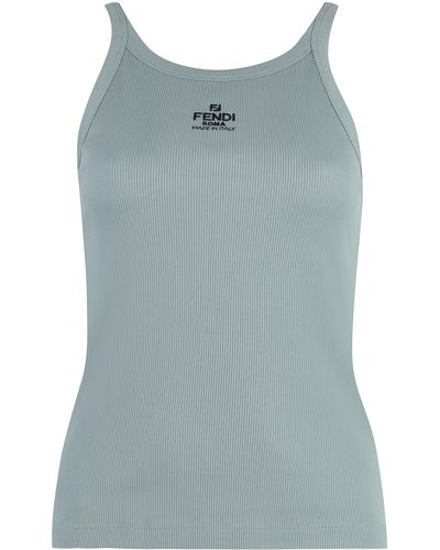 Fendi Tank top a costine - Blu