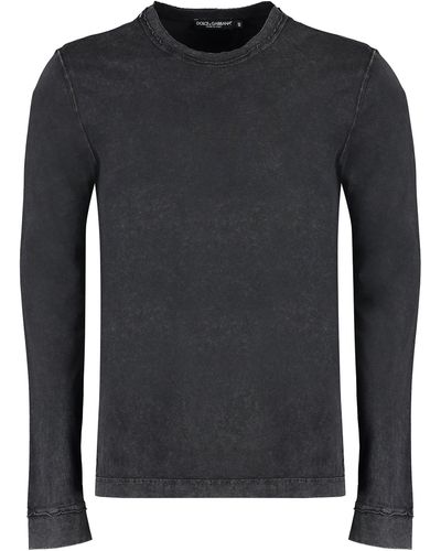 Dolce & Gabbana Long Sleeve Cotton T-shirt - Black