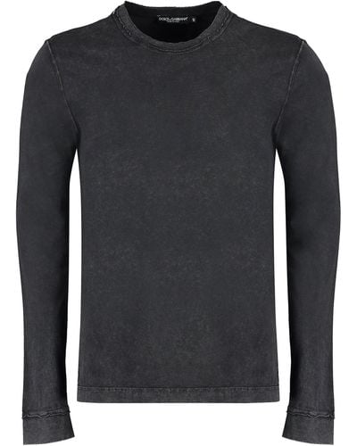 Dolce & Gabbana T-shirt a maniche lunghe in cotone - Nero