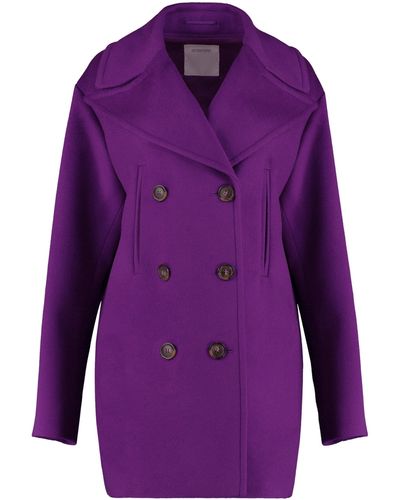 Sportmax Sabine Double-breasted Wool Coat - Purple