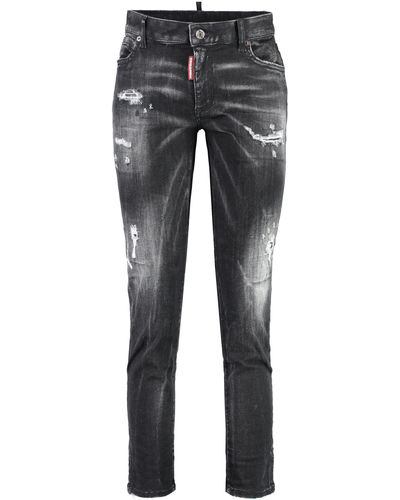DSquared² Cropped jeans Twiggy in cotone stretch - Grigio