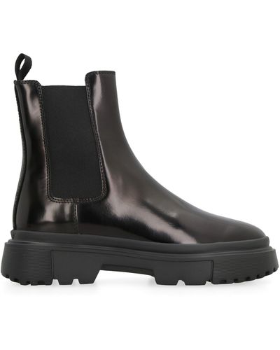 Hogan H619 Leather Chelsea Boots - Black
