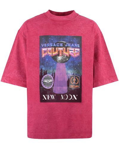 Versace Jeans Couture T-shirt oversize in cotone - Rosa