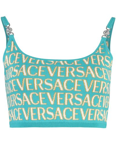 Versace Top in maglia jacquard - Blu