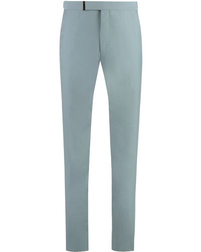 Tom Ford Wool And Silk Pants - Blue