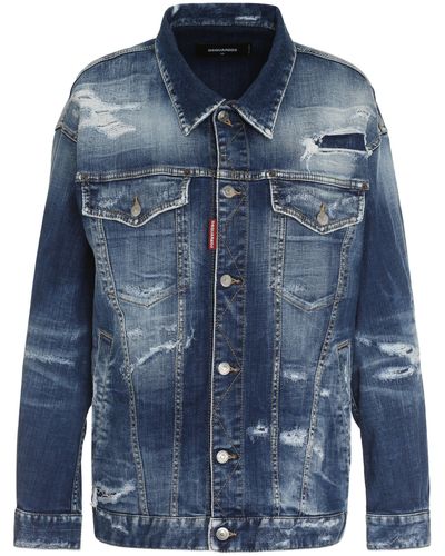 DSquared² Giacca in denim effetto destroyed - Blu