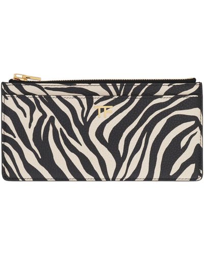 Tom Ford Printed Leather Card Holder - White