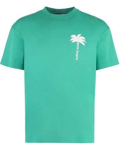 Palm Angels T-shirt girocollo in cotone - Verde