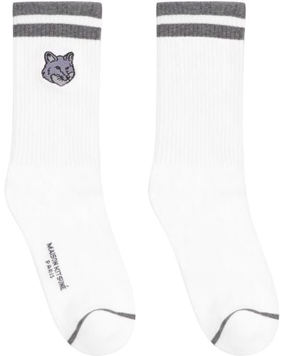 Maison Kitsuné Cotton Socks With Logo - White