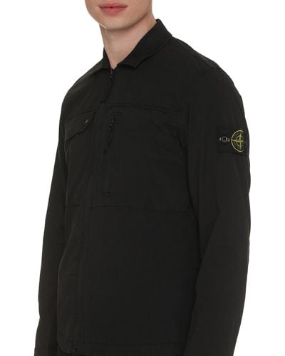 Stone Island Zippered Cotton Jacket - Black