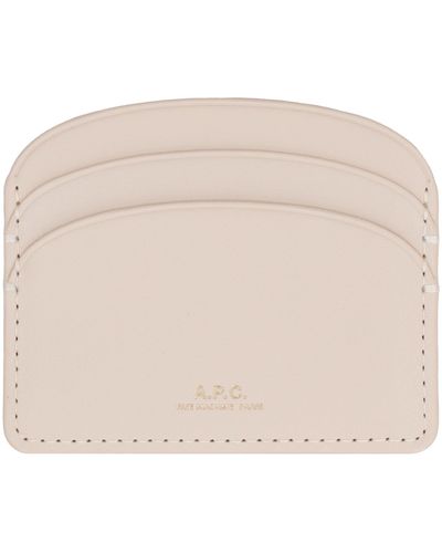 A.P.C. Logo Detail Leather Card Holder - Natural