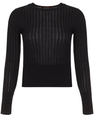 Max Mara Studio Funale Knitted Silk-Blend T-Shirt - Black