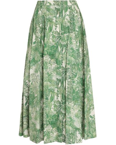 Max Mara Studio Printed Pleated Skirt - Green
