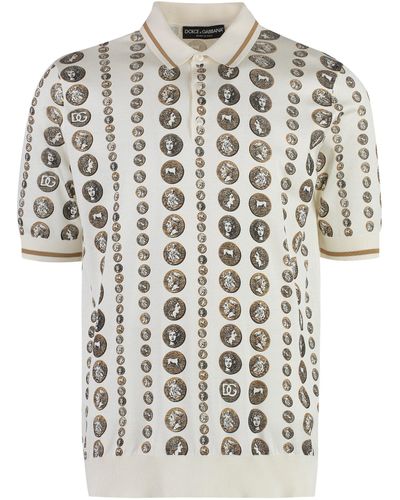 Dolce & Gabbana Silk Polo Shirt - White