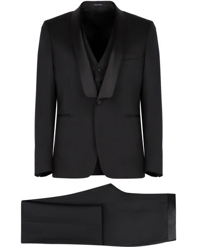 Tagliatore Three-piece Wool Suit - Black