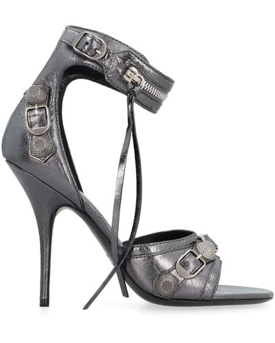Balenciaga Cagole Leather Sandals - Grey