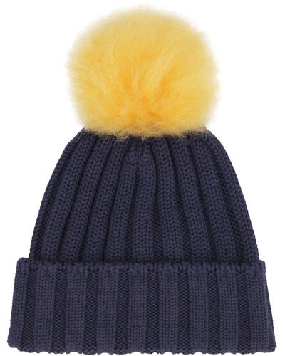 Woolrich Knitted Wool Hat With Pom-pom - Blue
