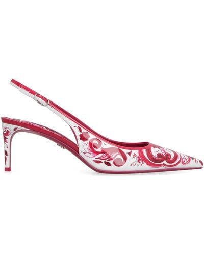 Dolce & Gabbana Leather Slingback Court Shoes - Pink