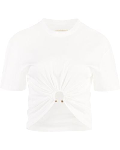 Rabanne T-shirt girocollo in cotone - Bianco