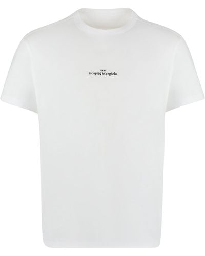 Maison Margiela T-shirt in cotone con logo - Bianco