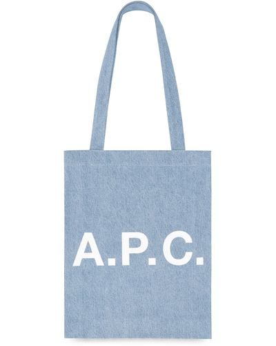 A.P.C. Lou Logo Detail Tote Bag - Blue
