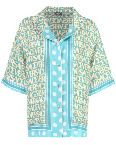 Versace Camicia in seta stampata - Blu
