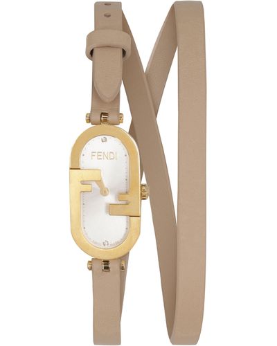 Fendi O'lock Vertical Watch With Leather Strap - Pink
