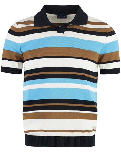 Drumohr Short Sleeve Cotton Polo Shirt - Blue