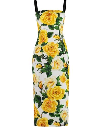 Dolce & Gabbana Printed Silk Dress - Yellow