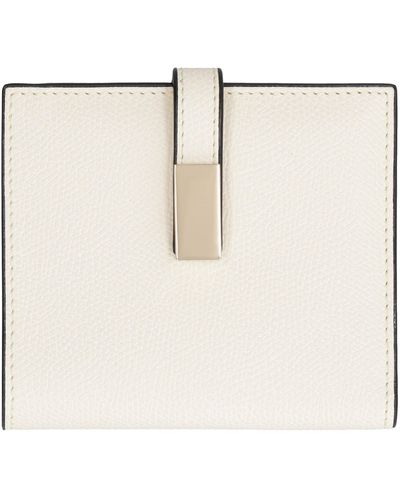 Valextra Leather Flap-over Wallet - Natural